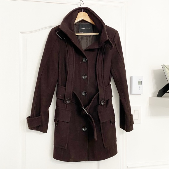ZARA | Brown wool belted trench coat - Picture 1 of 3